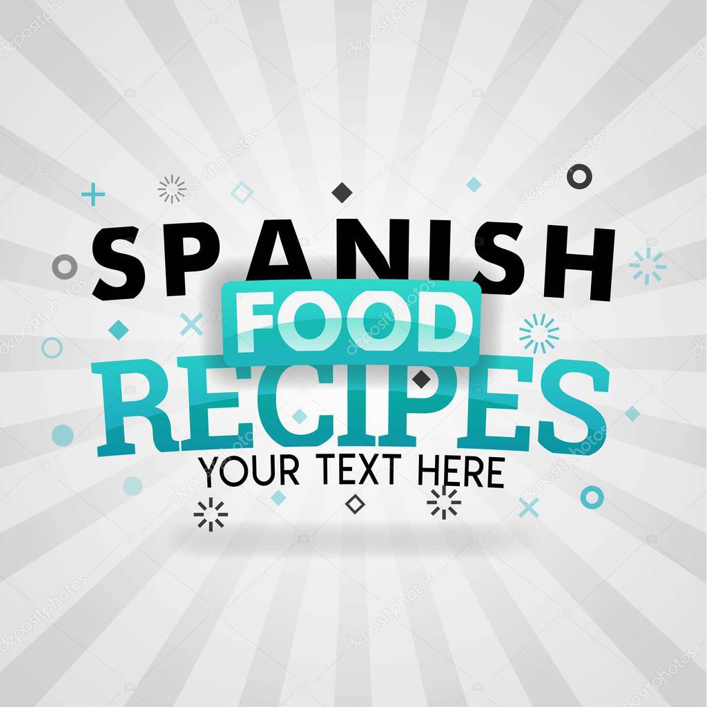Green logo for spanish food recipes. for food cover app, booking restaurant, food websites, recipe food, finger food industry, quick and easy recipes, great cookbook. promotion, advertising, marketing
