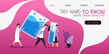 gemi vektör illüstrasyon kavramı bazı sıvı asansör sıkı çalışan bilim adamları, sunum için kullanılabilir, web, afiş ui ux, açılış sayfası, pazarlama, promosyon, reklam