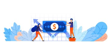 hedefe ulaşmak için varlıkların büyümesini artırmak. strateji belirlemek için sermaye performans raporunun analizi. açılış sayfası, web, ui, banner, el ilanı, poster, pazarlama, promosyon, reklam, belge için oyun ve zanaat iş vektör illüstrasyon kavramı