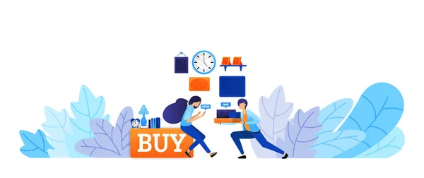 Doświadczenie Zakupu Towarów Online Szybką Dostawą Kup Teraz Kupuj Prawo — Wektor stockowy