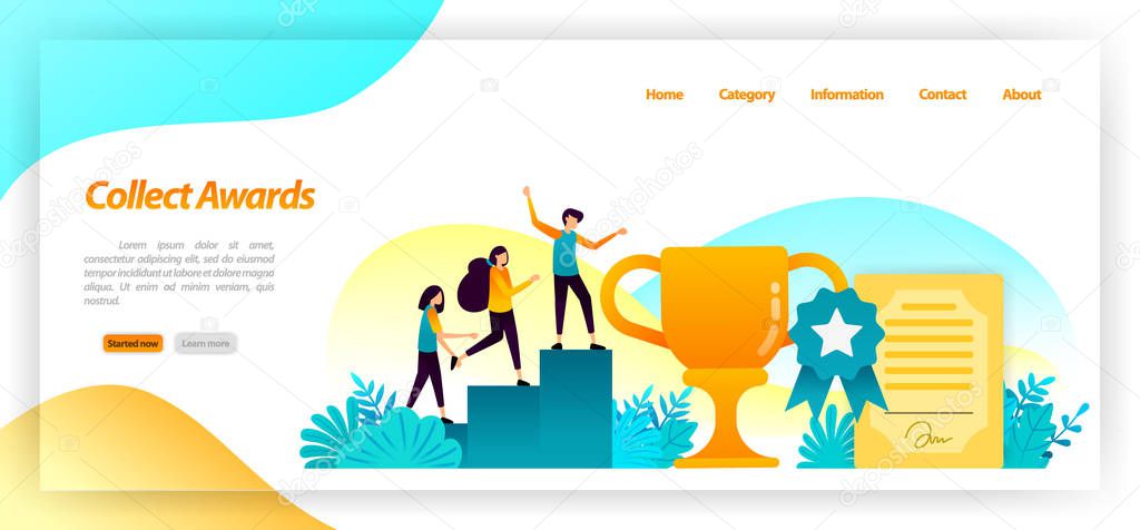 collect championships like certificate trophies and medals for the best wins and achievements in the race. vector illustration concept for landing page, ui ux, web, mobile app, poster, banner, website, marketing, promotion, advertising, document, ads