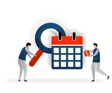 vektör illüstrasyon iş ve promosyon. Anahtar kelimeleri takvime ve tatil tarihlerine göre belirleyin. trafik getirmek tranding bakın. Belirli günlerde Seo maksimize. Seo logosu .düz karakter tarzı, pazarlama, promosyon, reklam, belge, reklamlar
