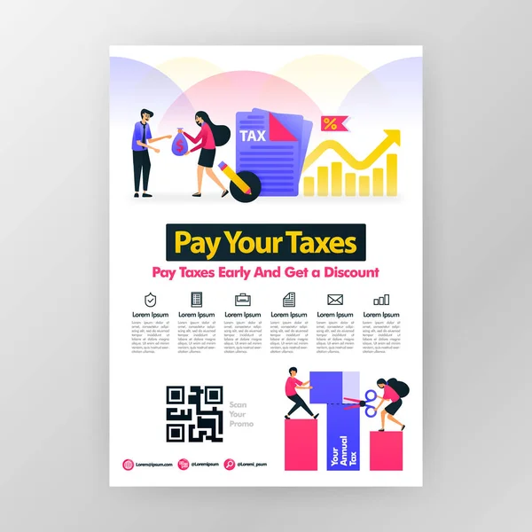 Plakat Das Zur Jährlichen Steuerzahlung Aufruft Pünktlich Steuern Zahlt Und — Stockvektor