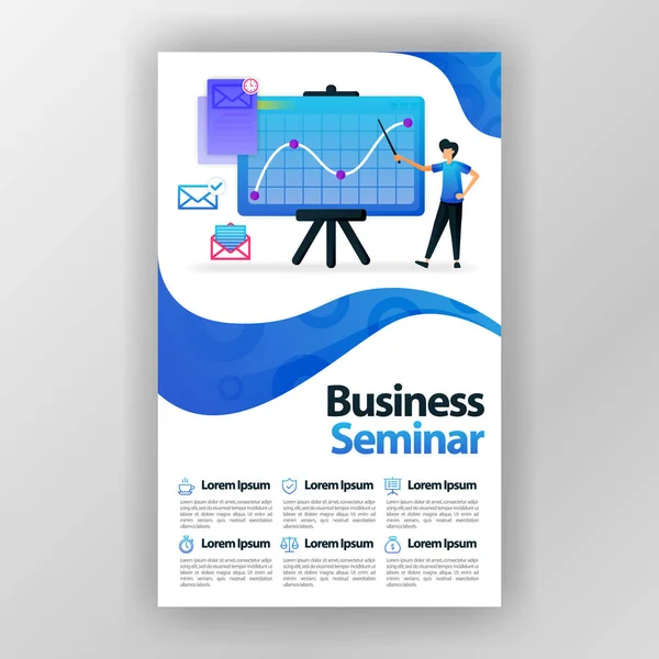 Business Seminar Designkonzept Poster Mit Flacher Cartoon Illustration Flyer Broschüre — Stockvektor