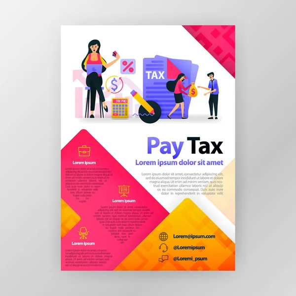 Steuern Zahlen Online Geschäftsposter Mit Flacher Cartoon Illustration Pay Tax — Stockvektor