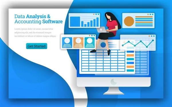 Accountantskantoren Bieden Data Analyse Accounting Software Services Virtuele Boekhouding Quickbooks — Stockvector