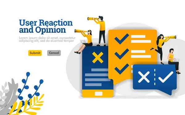 Nutzerreaktion Und Konversationsmeinung Mit Apps Für Marketing Und Werbeindustrie Illustrationskonzept — Stockvektor