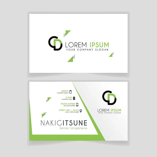 Simple Business Card with initial letter CD rounded edges with green accents as decoration. Alphabet logo design for businesses and companies. with elegant and simple design, can use for business, flayers, brochures, identity, initial, letter