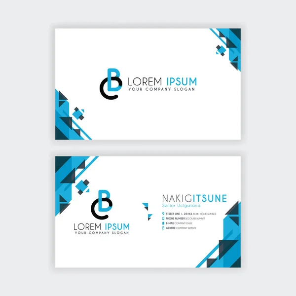 Simple Business Card with initial letter CB rounded edges with a blue and gray corner decoration. Alphabet logo design for businesses and companies. with elegant and simple design, can use for business, flayers, brochures, identity, initial, letter