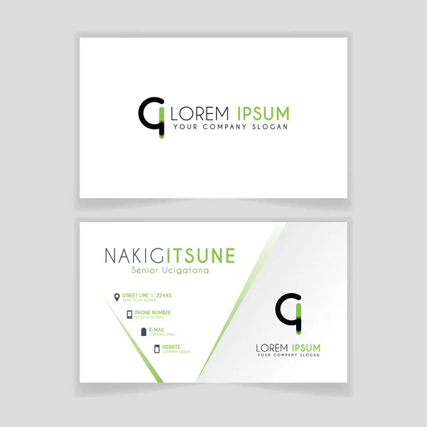 Simple Business Card with initial letter CI rounded edges with green accents as decoration. alphabet logo design for businesses and companies. with elegant and simple design, can use for business cards, flayers, brochures, identity, initial, letter