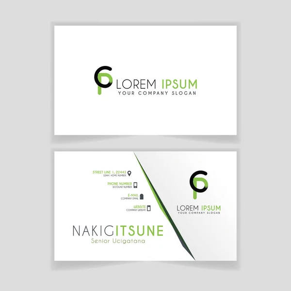 Simple Business Card with initial letter CP rounded edges with green accents as decoration. alphabet logo design for businesses and companies. with elegant and simple design, can use for business cards, flayers, brochures, identity, initial, letter