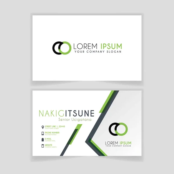 Simple Business Card with initial letter CO rounded edges with green accents as decoration. alphabet logo design for businesses and companies. with elegant and simple design, can use for business cards, flayers, brochures, identity, initial, letter