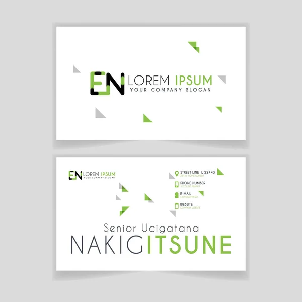 Simple Business Card with initial letter EN rounded edges with green accents as decoration. alphabet logo design for businesses and companies. with elegant and simple design, can use for business cards, flayers, brochures, identity, initial, letter