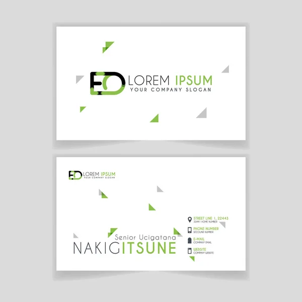 Simple Business Card with initial letter EO rounded edges with green accents as decoration. alphabet logo design for businesses and companies. with elegant and simple design, can use for business cards, flayers, brochures, identity, initial, letter