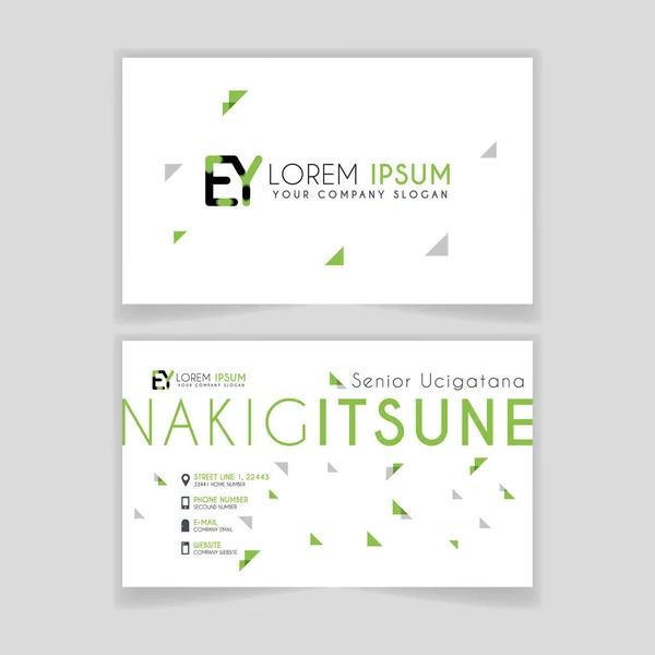 Simple Business Card with initial letter EY rounded edges with green accents as decoration. alphabet logo design for businesses and companies. with elegant and simple design, can use for business cards, flayers, brochures, identity, initial, letter