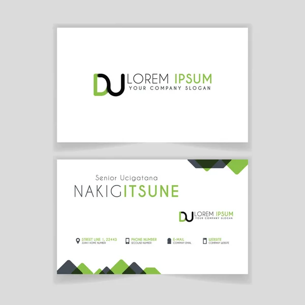 Simple Business Card with initial letter DU rounded edges with green accents as decoration. alphabet logo design for businesses and companies. with elegant and simple design, can use for business cards, flayers, brochures, identity, initial, letter