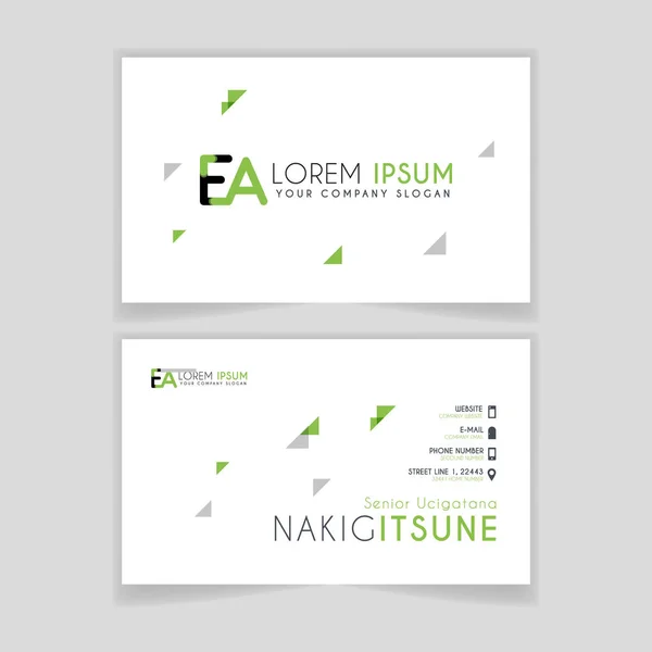 Simple Business Card with initial letter EA rounded edges with green accents as decoration. alphabet logo design for businesses and companies. with elegant and simple design, can use for business cards, flayers, brochures, identity, initial, letter