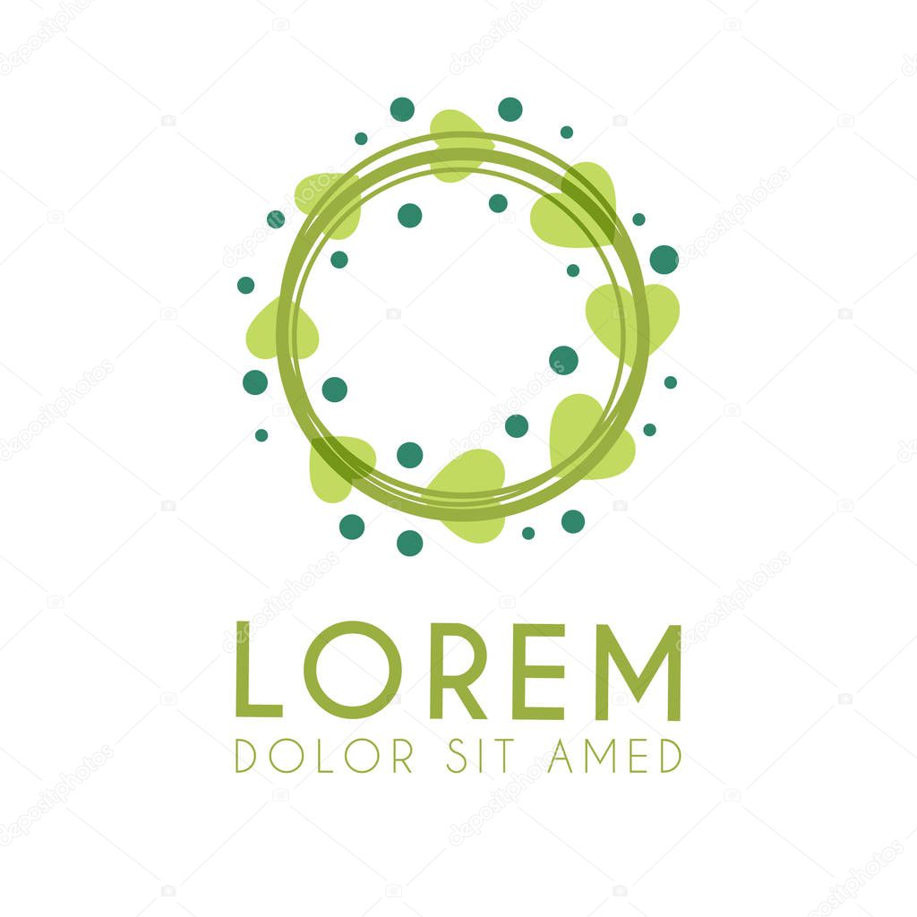 Stacked green lines logo followed by heart and green dots. Love logo for marketing, wedding promotion, application ad, love romance. can use for matchmaking business digital technology and media, startup, company, engagement industry, event organizer