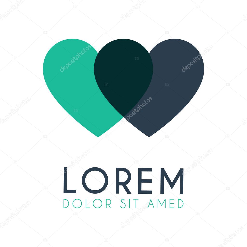 Two heart logos side by side. can be for weddings, engagements, romantic events, dinners, valentine, christmas and holidays. it can also be for company logos, banners, greeting, banners, congratulations. Love logo for wedding, matchmaking business