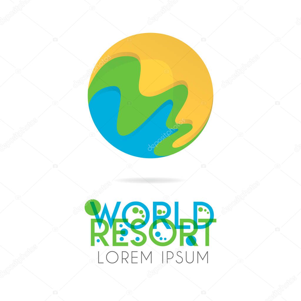 The earth logo is layered with orange, green, blue color with version to 3.3. circle logo design for businesses and companies with elegant simple design, can use for business cards, flayers, brochures, media, startup, company, industry, environment