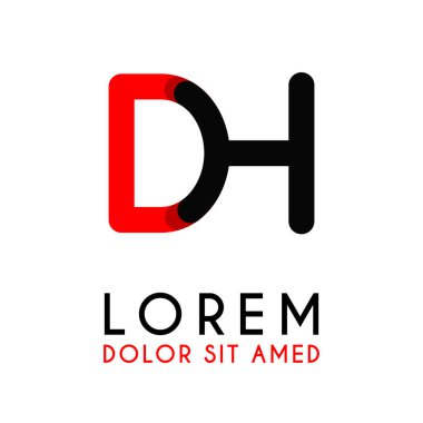 kırmızı Siyah ile ilk Harfi Dh ve köşeleri yuvarlak vardır. işletmeler ve şirketler için alfabe logo tasarımı. zarif ve basit tasarımı ile, kartvizit, flayers, broşürler, kimlik, başlangıç, mektup, medya, başlangıç, şirket, sanayi için kullanabilirsiniz