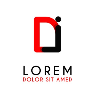 kırmızı Siyah ile ilk Harfi Di ve köşeleri yuvarlak vardır. işletmeler ve şirketler için alfabe logo tasarımı. zarif ve basit tasarımı ile, kartvizit, flayers, broşürler, kimlik, başlangıç, mektup, medya, başlangıç, şirket, sanayi için kullanabilirsiniz