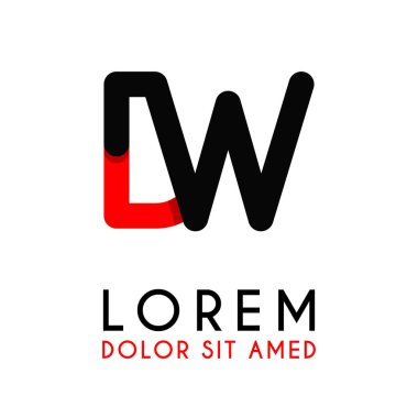 kırmızı Siyah ile ilk Harfi Dw ve köşeleri yuvarlak vardır. işletmeler ve şirketler için alfabe logo tasarımı. zarif ve basit tasarımı ile, kartvizit, flayers, broşürler, kimlik, başlangıç, mektup, medya, başlangıç, şirket, sanayi için kullanabilirsiniz