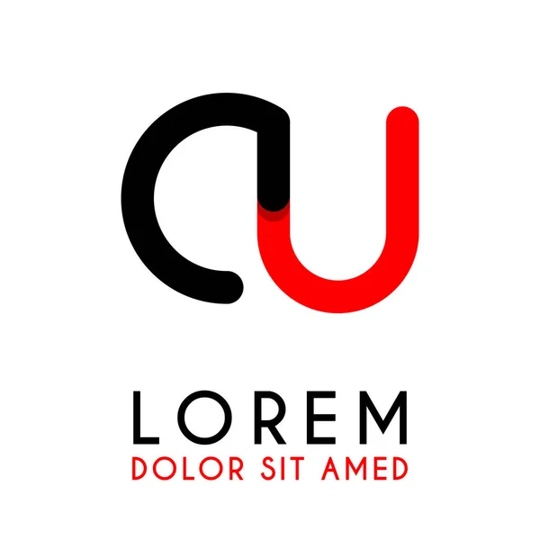 Eerste Letter Met Rood Zwart Afgeronde Hoeken Alfabet Logo Ontwerp — Stockvector
