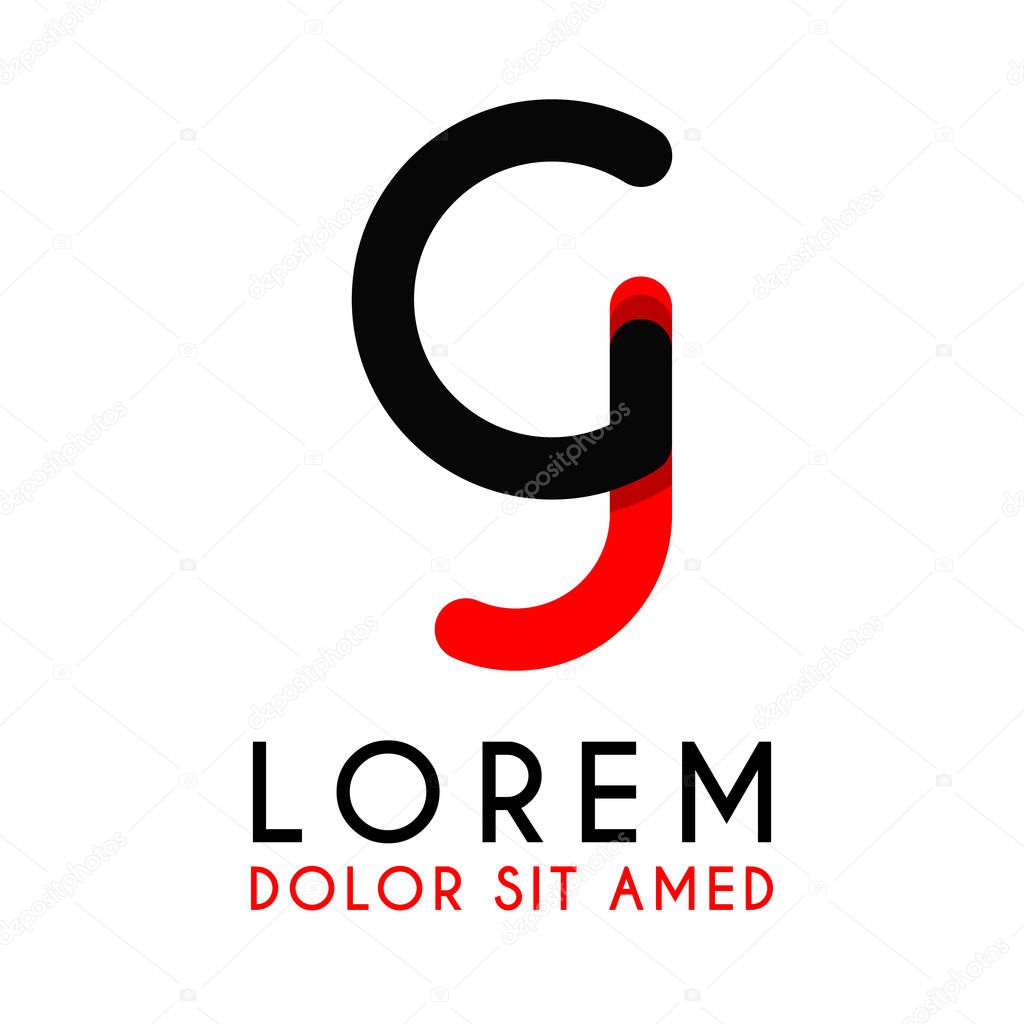 Initial Letter CJ with red Black and has rounded corners . alphabet logo design for businesses and companies. with elegant and simple design, can use for business cards, flayers, brochures, identity, initial, letter, media, startup, company, industry