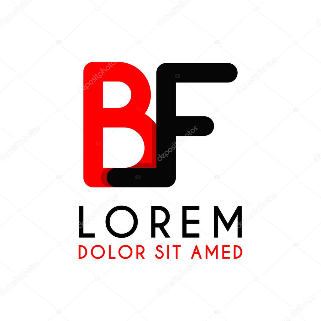Initial Letter Fb With Red Black And Has Rounded Corners Alphabet Logo Design For Businesses And