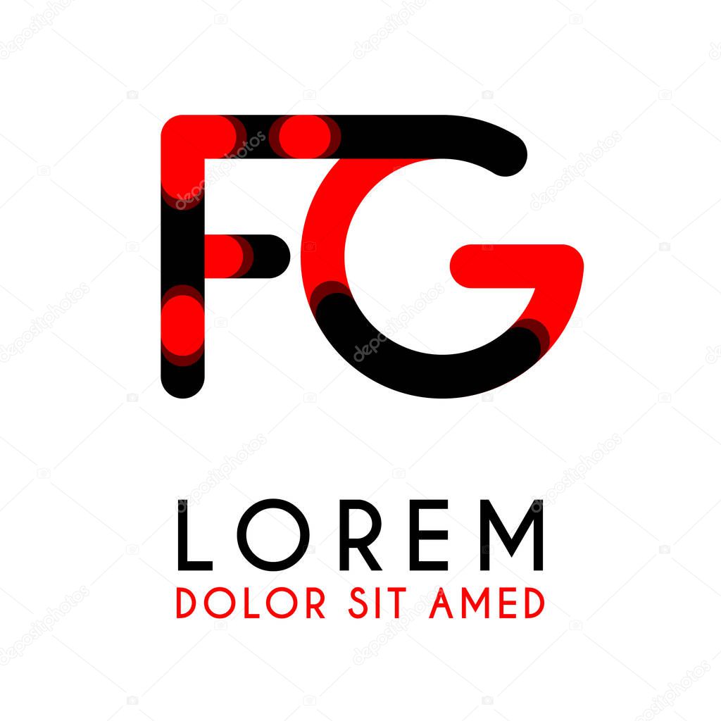 Initial Letter FG with red Black and has rounded corners . alphabet logo design for businesses and companies. with elegant and simple design, can use for business cards, flayers, brochures, identity, initial, letter, media, startup, company, industry