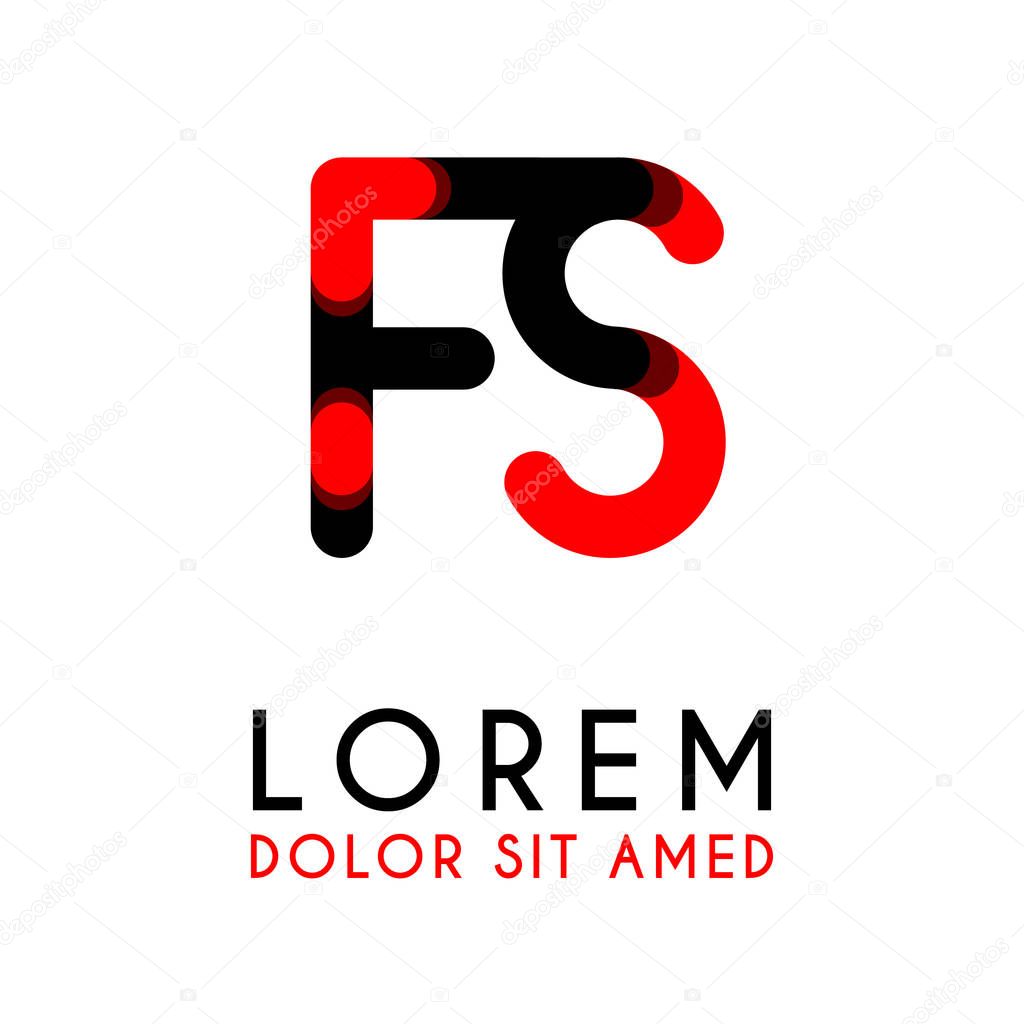 initial Letter FS with red Black and has rounded corners . alphabet logo design for businesses and companies. with elegant and simple design, can use for business cards, flayers, brochures, identity, initial, letter, media, startup, company, industry