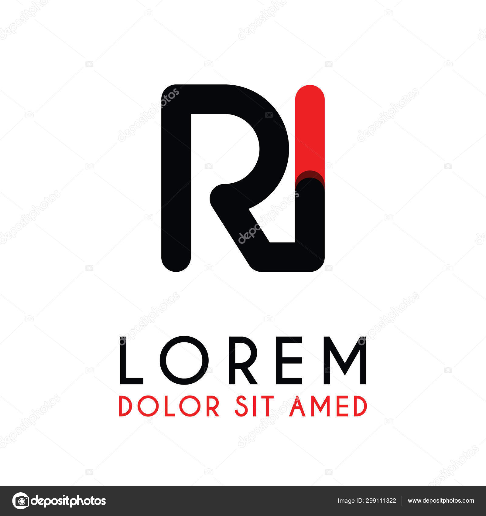 Initial Letter Red Black Has Rounded Corners Alphabet Logo Design Stock Vector C Imamfathoni1234567890 299111322