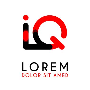 kırmızı Siyah ile ilk Harf Iq ve yuvarlak köşeleri vardır. işletmeler ve şirketler için alfabe logo tasarımı. zarif ve basit tasarımı ile, kartvizit, flayers, broşürler, kimlik, başlangıç, mektup, medya, başlangıç, şirket, sanayi için kullanabilirsiniz