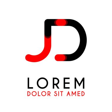 kırmızı Siyah ile ilk Harfi Jd ve köşeleri yuvarlak vardır. işletmeler ve şirketler için alfabe logo tasarımı. zarif ve basit tasarımı ile, kartvizit, flayers, broşürler, kimlik, başlangıç, mektup, medya, başlangıç, şirket, sanayi için kullanabilirsiniz