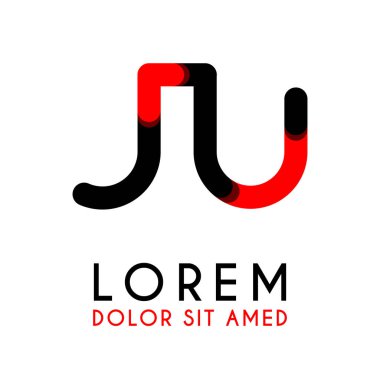 kırmızı Siyah ile ilk Harf Ju ve köşeleri yuvarlak vardır. işletmeler ve şirketler için alfabe logo tasarımı. zarif ve basit tasarımı ile, kartvizit, flayers, broşürler, kimlik, başlangıç, mektup, medya, başlangıç, şirket, sanayi için kullanabilirsiniz