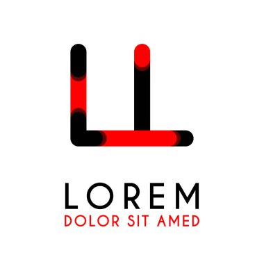 kırmızı Siyah ile ilk Harf Ll ve köşeleri yuvarlak vardır. işletmeler ve şirketler için alfabe logo tasarımı. zarif ve basit tasarımı ile, kartvizit, flayers, broşürler, kimlik, başlangıç, mektup, medya, başlangıç, şirket, sanayi için kullanabilirsiniz