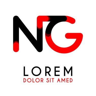 kırmızı Siyah ile ilk Harfi Ng ve köşeleri yuvarlak vardır. işletmeler ve şirketler için alfabe logo tasarımı. zarif ve basit tasarımı ile, kartvizit, flayers, broşürler, kimlik, başlangıç, mektup, medya, başlangıç, şirket, sanayi için kullanabilirsiniz