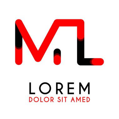 kırmızı Siyah ile ilk Harfi Ml ve köşeleri yuvarlak vardır. işletmeler ve şirketler için alfabe logo tasarımı. zarif ve basit tasarımı ile, kartvizit, flayers, broşürler, kimlik, başlangıç, mektup, medya, başlangıç, şirket, sanayi için kullanabilirsiniz