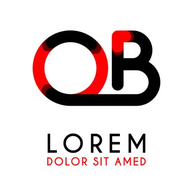 kırmızı Siyah ile ilk Harfi Ob ve köşeleri yuvarlak vardır. işletmeler ve şirketler için alfabe logo tasarımı. zarif ve basit tasarımı ile, kartvizit, flayers, broşürler, kimlik, başlangıç, mektup, medya, başlangıç, şirket, sanayi için kullanabilirsiniz