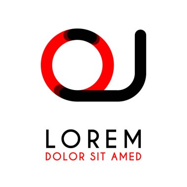 kırmızı Siyah ile ilk Harfi Oj ve köşeleri yuvarlak vardır. işletmeler ve şirketler için alfabe logo tasarımı. zarif ve basit tasarımı ile, kartvizit, flayers, broşürler, kimlik, başlangıç, mektup, medya, başlangıç, şirket, sanayi için kullanabilirsiniz