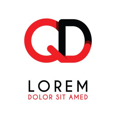 kırmızı Siyah ile ilk Harf Qd ve köşeleri yuvarlak vardır. işletmeler ve şirketler için alfabe logo tasarımı. zarif ve basit tasarımı ile, kartvizit, flayers, broşürler, kimlik, başlangıç, mektup, medya, başlangıç, şirket, sanayi için kullanabilirsiniz