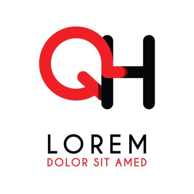 kırmızı Siyah ile ilk Harf Qh ve köşeleri yuvarlak vardır. işletmeler ve şirketler için alfabe logo tasarımı. zarif ve basit tasarımı ile, kartvizit, flayers, broşürler, kimlik, başlangıç, mektup, medya, başlangıç, şirket, sanayi için kullanabilirsiniz