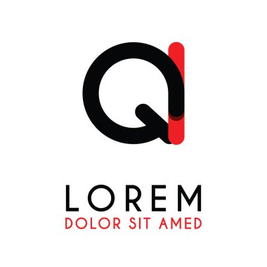 kırmızı Siyah ile ilk Harfi Qi ve köşeleri yuvarlak vardır. işletmeler ve şirketler için alfabe logo tasarımı. zarif ve basit tasarımı ile, kartvizit, flayers, broşürler, kimlik, başlangıç, mektup, medya, başlangıç, şirket, sanayi için kullanabilirsiniz