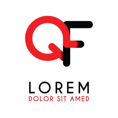 kırmızı Siyah ile ilk Harf Qf ve köşeleri yuvarlak vardır. işletmeler ve şirketler için alfabe logo tasarımı. zarif ve basit tasarımı ile, kartvizit, flayers, broşürler, kimlik, başlangıç, mektup, medya, başlangıç, şirket, sanayi için kullanabilirsiniz