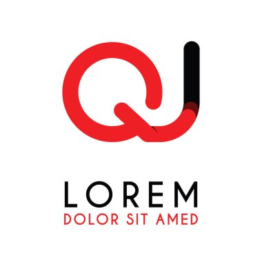 kırmızı Siyah ile ilk Harf Qj ve köşeleri yuvarlak vardır. işletmeler ve şirketler için alfabe logo tasarımı. zarif ve basit tasarımı ile, kartvizit, flayers, broşürler, kimlik, başlangıç, mektup, medya, başlangıç, şirket, sanayi için kullanabilirsiniz