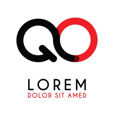 kırmızı Siyah ile ilk Mektup Qo ve köşeleri yuvarlak vardır. işletmeler ve şirketler için alfabe logo tasarımı. zarif ve basit tasarımı ile, kartvizit, flayers, broşürler, kimlik, başlangıç, mektup, medya, başlangıç, şirket, sanayi için kullanabilirsiniz