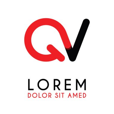 kırmızı Siyah ile ilk Harf Qv ve köşeleri yuvarlak vardır. işletmeler ve şirketler için alfabe logo tasarımı. zarif ve basit tasarımı ile, kartvizit, flayers, broşürler, kimlik, başlangıç, mektup, medya, başlangıç, şirket, sanayi için kullanabilirsiniz