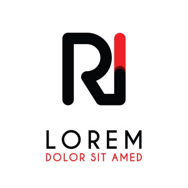 kırmızı Siyah ile ilk Harfi Ri ve köşeleri yuvarlak vardır. işletmeler ve şirketler için alfabe logo tasarımı. zarif ve basit tasarımı ile, kartvizit, flayers, broşürler, kimlik, başlangıç, mektup, medya, başlangıç, şirket, sanayi için kullanabilirsiniz