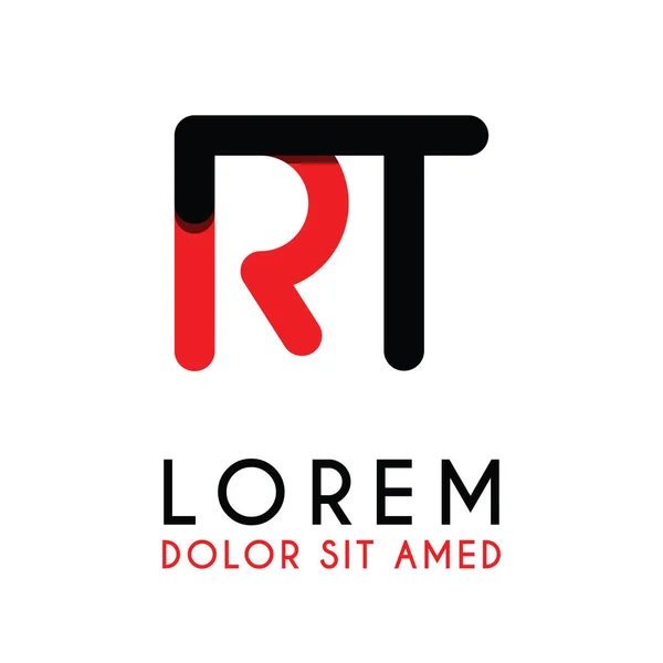 Eerste Letter Met Rood Zwart Afgeronde Hoeken Alfabet Logo Ontwerp — Stockvector